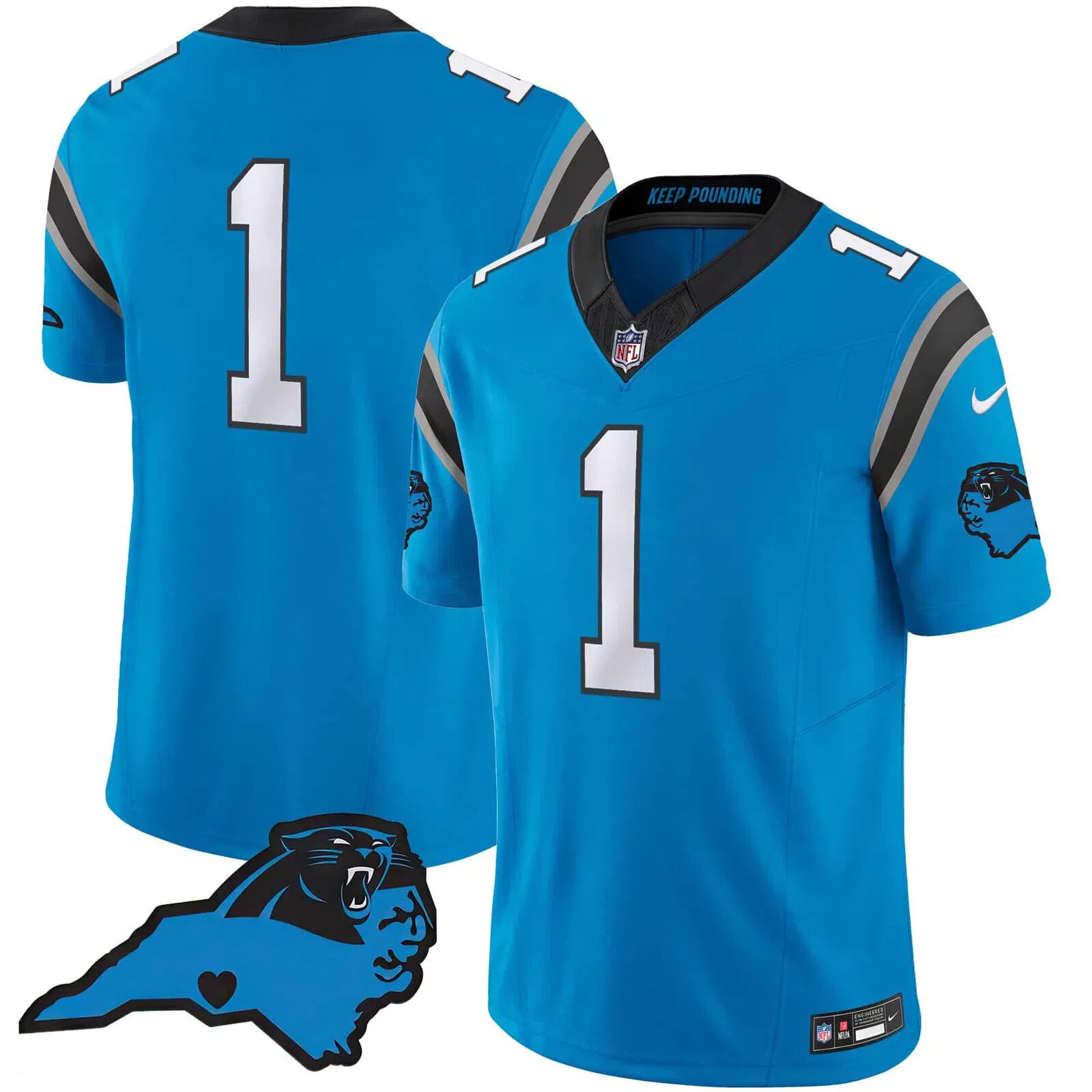 Men Carolina Panthers 1 Newton Cam Light Blue 2024 Nike Vapor Limited NFL Jersey style 1